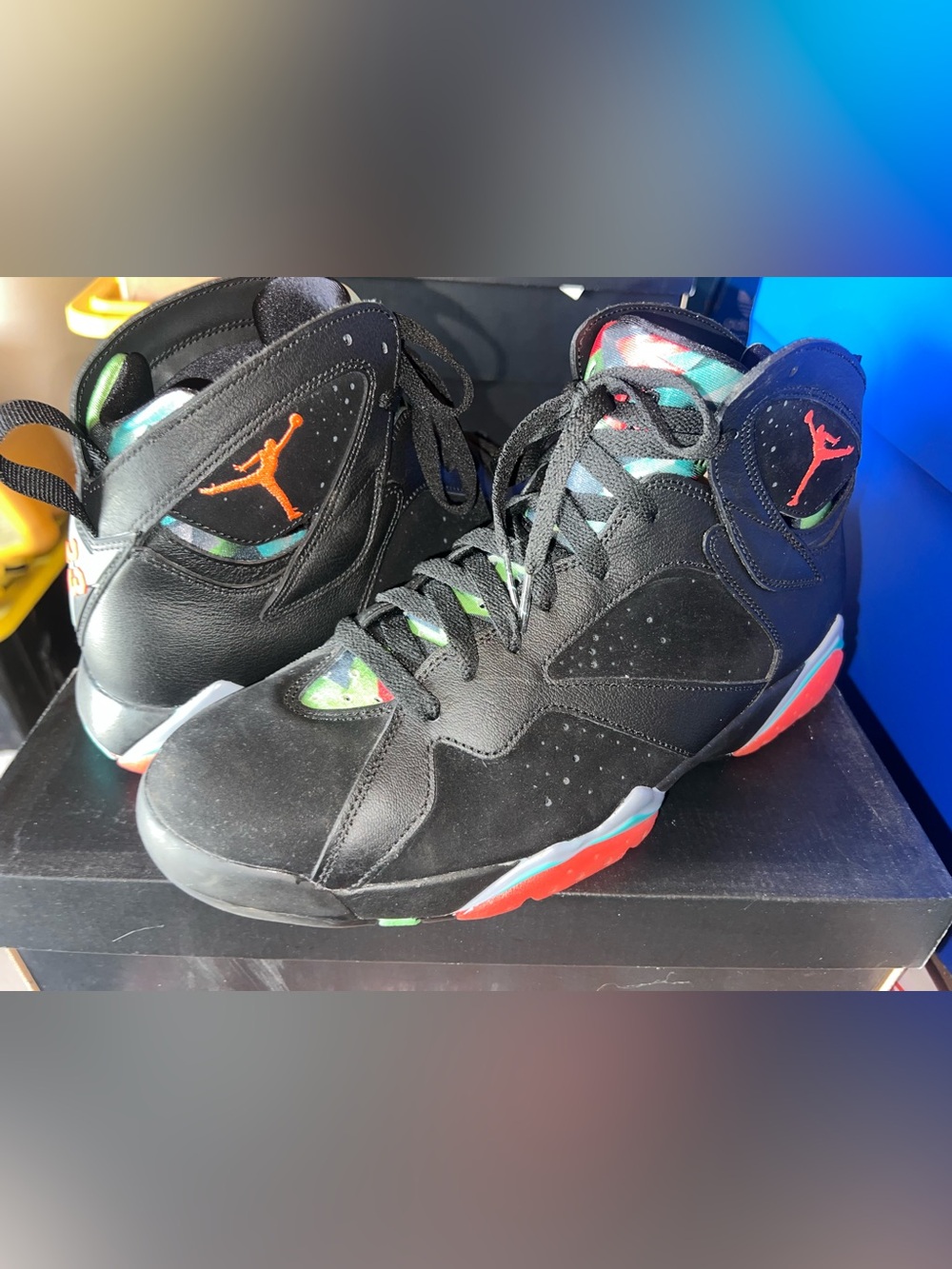 Jordan Black High-Top Sneakers with Red & Teal Accents